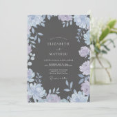 Invitation Mariage Fleur de Pervenche Charbon de Bois (Debout devant)
