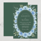 Invitation Mariage Fleur de Pervenche Chasseur (Devant / Derrière)