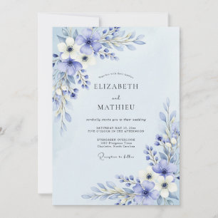 Invitation Mariage Fleur de Pervenche dans un Style Pictural