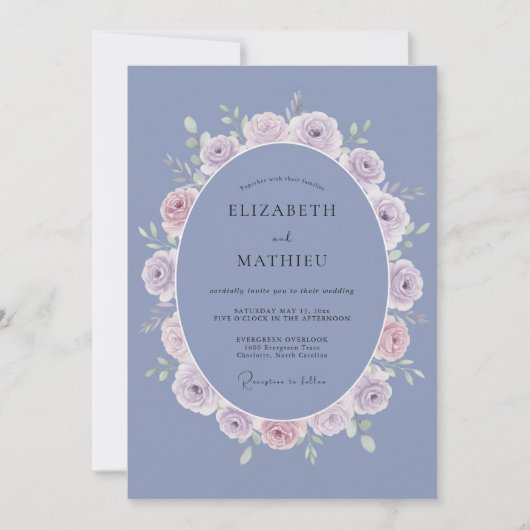 Invitation Mariage Fleur de Pervenche Délicate (Devant)