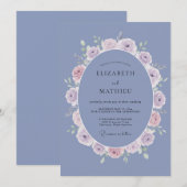 Invitation Mariage Fleur de Pervenche Délicate (Devant / Derrière)