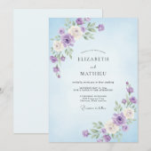 Invitation Mariage Fleur de Pervenche Délicate (Devant / Derrière)