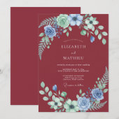 Invitation Mariage Fleur de Pervenche Écarlate (Devant / Derrière)