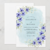 Invitation Mariage Fleur de Pervenche en Fleur (Devant / Derrière)