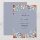 Invitation Mariage Fleur de Pervenche en Terracotta (Devant / Derrière)