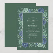 Invitation Mariage Fleur de Pervenche Épinette (Devant / Derrière)