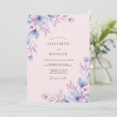 Invitation Mariage Fleur de Pervenche Lavande (Debout devant)