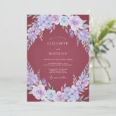 Invitation Mariage Fleur de Pervenche Mauve (Debout devant)