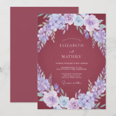 Invitation Mariage Fleur de Pervenche Mauve (Devant / Derrière)