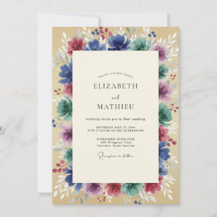 Invitation Mariage Fleur de Pervenche Mousse de Mer