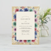 Invitation Mariage Fleur de Pervenche Mousse de Mer (Debout devant)