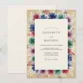 Invitation Mariage Fleur de Pervenche Mousse de Mer (Devant / Derrière)