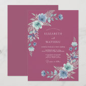 Invitation Mariage Fleur de Pervenche Mûre (Devant / Derrière)