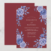 Invitation Mariage Fleur de Pervenche Rouille (Devant / Derrière)