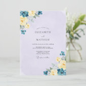 Invitation Mariage Fleur de Pervenche Sarcelle (Debout devant)