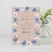 Invitation Mariage Fleur de Pervenche Taupe (Debout devant)