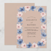 Invitation Mariage Fleur de Pervenche Taupe (Devant / Derrière)