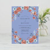 Invitation Mariage Fleur de Pervenche Terracotta (Debout devant)
