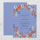 Invitation Mariage Fleur de Pervenche Terracotta (Devant / Derrière)