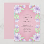 Invitation Mariage Fleur de Pétale Douce Lavande (Devant / Derrière)