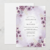 Invitation Mariage Fleur de Pétale Peinte d'Améthyste de Prai (Devant / Derrière)