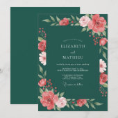 Invitation Mariage Fleur de Pin Corail (Devant / Derrière)