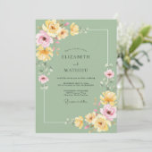 Invitation Mariage Fleur de Pistache Jaune (Debout devant)