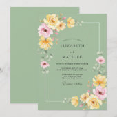 Invitation Mariage Fleur de Pistache Jaune (Devant / Derrière)