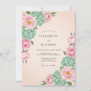 Invitation Mariage Fleur de Pivoine Corail