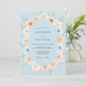 Invitation Mariage Fleur de Pivoine Corail Céleste (Debout devant)