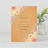 Invitation Mariage Fleur de Pivoine Ocre (Debout devant)