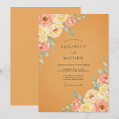 Invitation Mariage Fleur de Pivoine Ocre (Devant / Derrière)