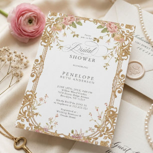 Invitation Mariage Fleur de Pivoine Rose Doré