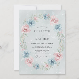 Invitation Mariage Fleur de Pivoine Rouge Poudre