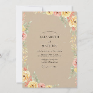 Invitation Mariage Fleur de Pivoine Tanné