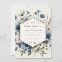 Mariage Fleur de Poésie Bleu Poussiéreux
