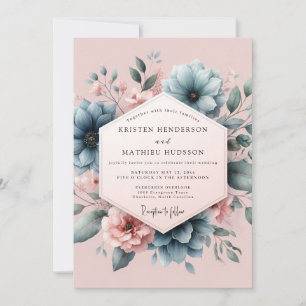 Invitation Mariage Fleur de Poudre de Bleu Blush