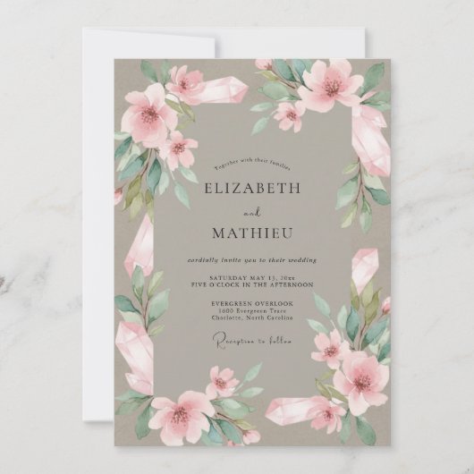 Invitation Mariage Fleur de Poudre de Taupe (Devant)