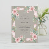 Invitation Mariage Fleur de Poudre de Taupe (Debout devant)