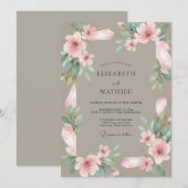 Invitation Mariage Fleur de Poudre de Taupe (Devant / Derrière)
