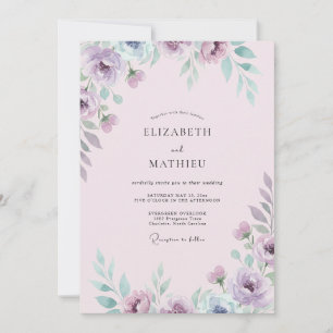 Invitation Mariage Fleur de Printemps aux Teintes de Lilas