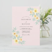 Invitation Mariage Fleur de Printemps Jaune Pâle (Debout devant)