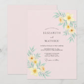 Invitation Mariage Fleur de Printemps Jaune Pâle (Devant / Derrière)