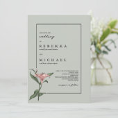 Invitation Mariage Fleur de printemps vert pâle (Debout devant)