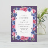 Invitation Mariage Fleur de Prune Cobalt (Debout devant)