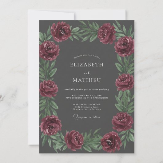 Invitation Mariage Fleur de Prunier au Charbon (Devant)