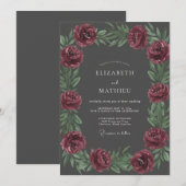 Invitation Mariage Fleur de Prunier au Charbon (Devant / Derrière)