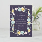 Invitation Mariage Fleur de Prunier Céleste Aqua (Debout devant)