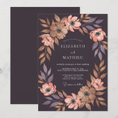 Invitation Mariage Fleur de Prunier Corail Chaud (Devant / Derrière)
