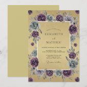 Invitation Mariage Fleur de Prunier Dorée (Devant / Derrière)